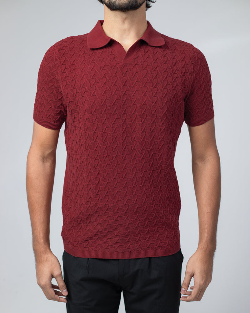 Zigzag Pattern Knit Polo