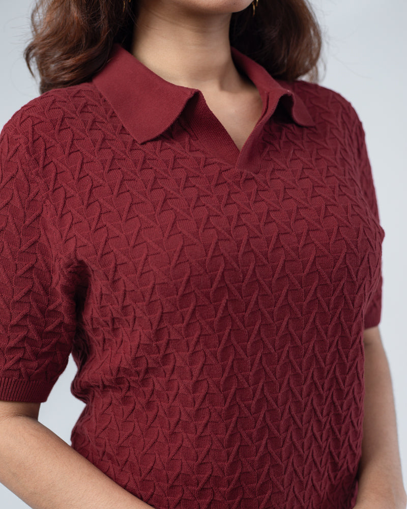 Zigzag Pattern Knit Polo