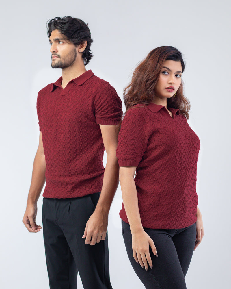 Zigzag Pattern Knit Polo