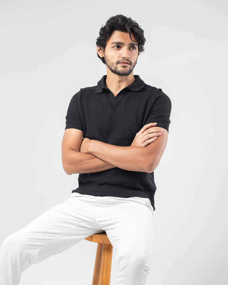 Multi Pattern Knit Polo