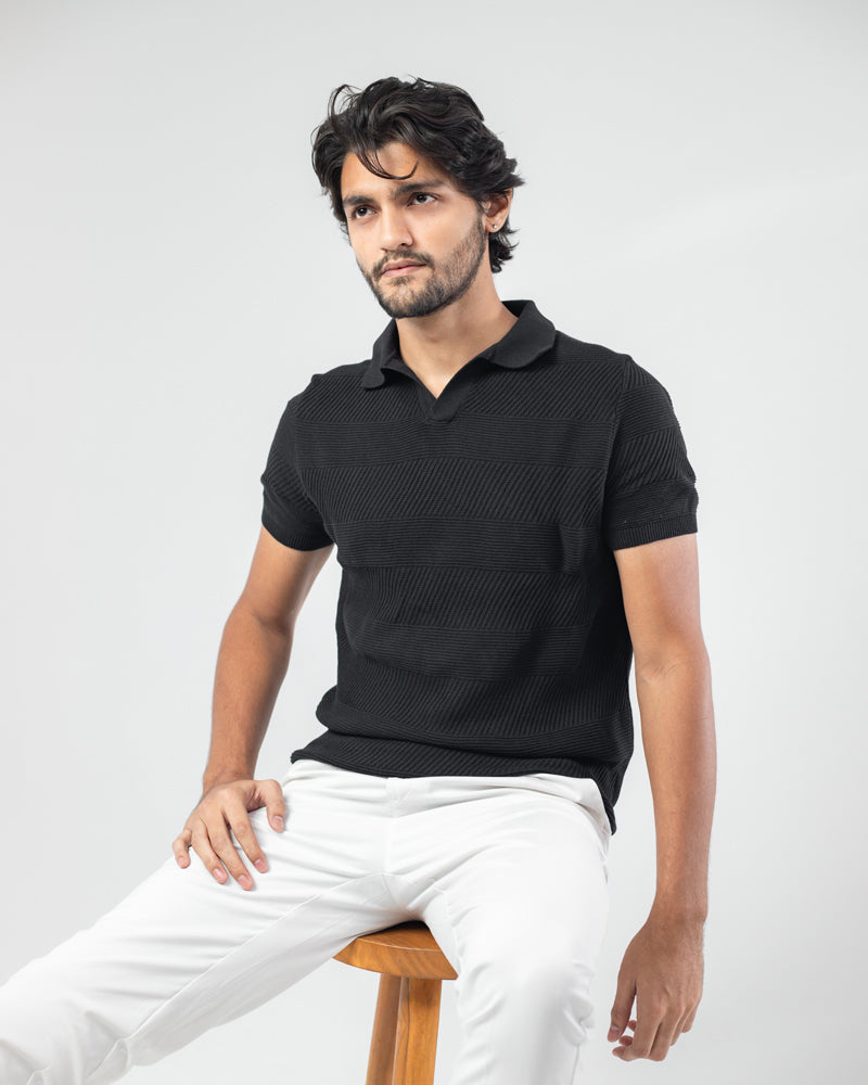 Multi Pattern Knit Polo