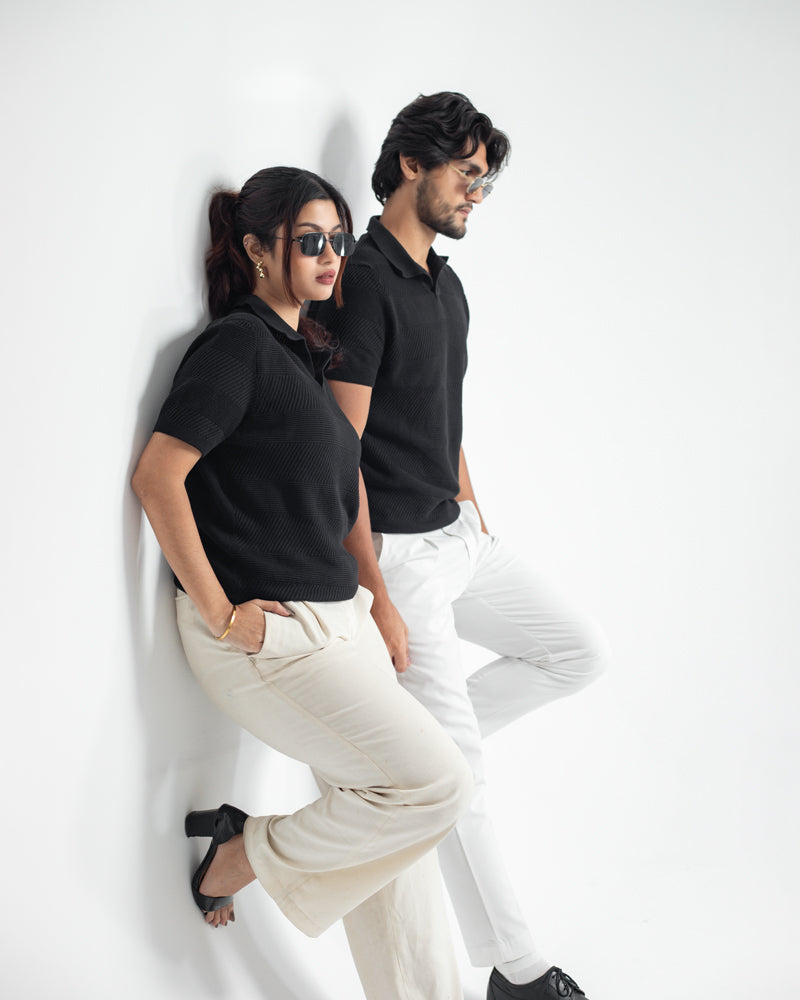 Multi Pattern Knit Polo