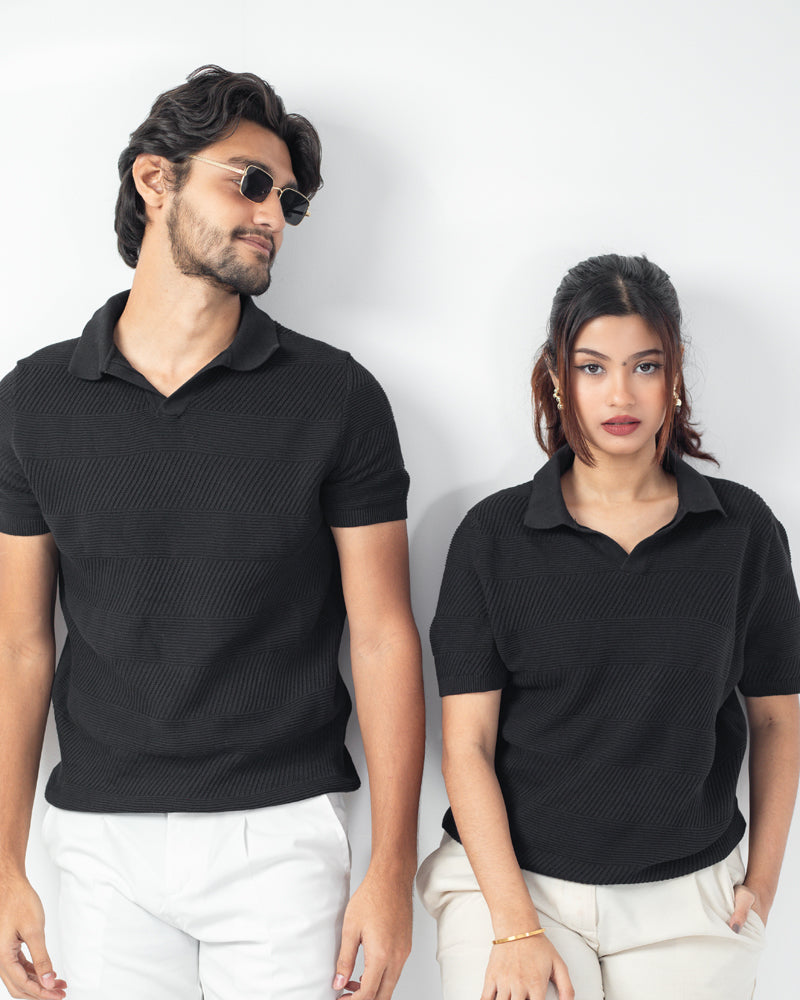 Multi Pattern Knit Polo