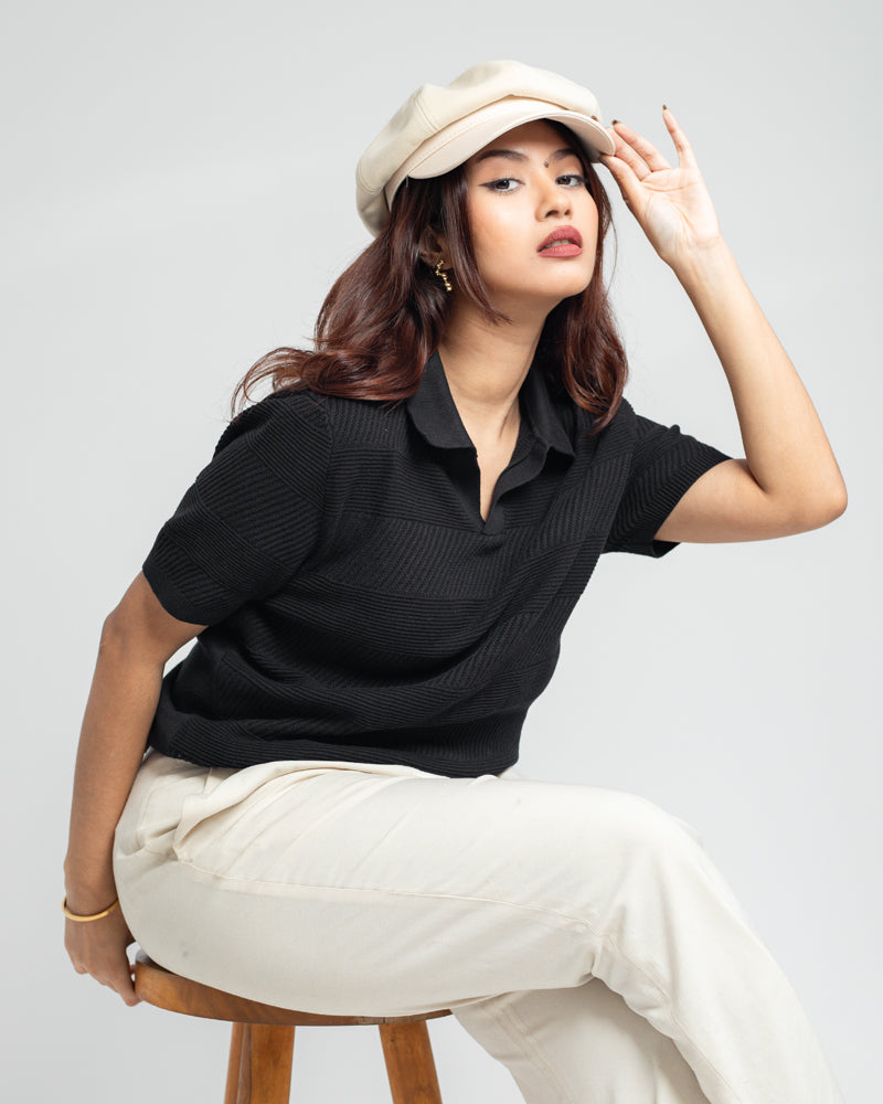 Multi Pattern Knit Polo