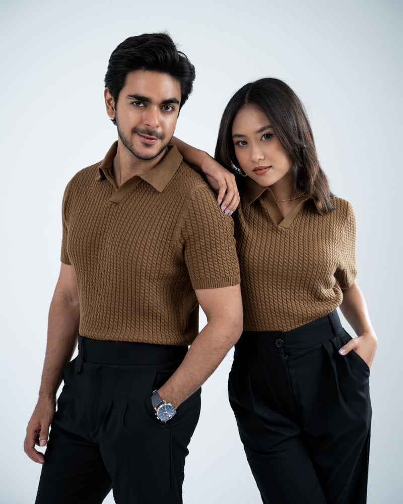 Braided Cable Knit Polo – Gorur Ghash