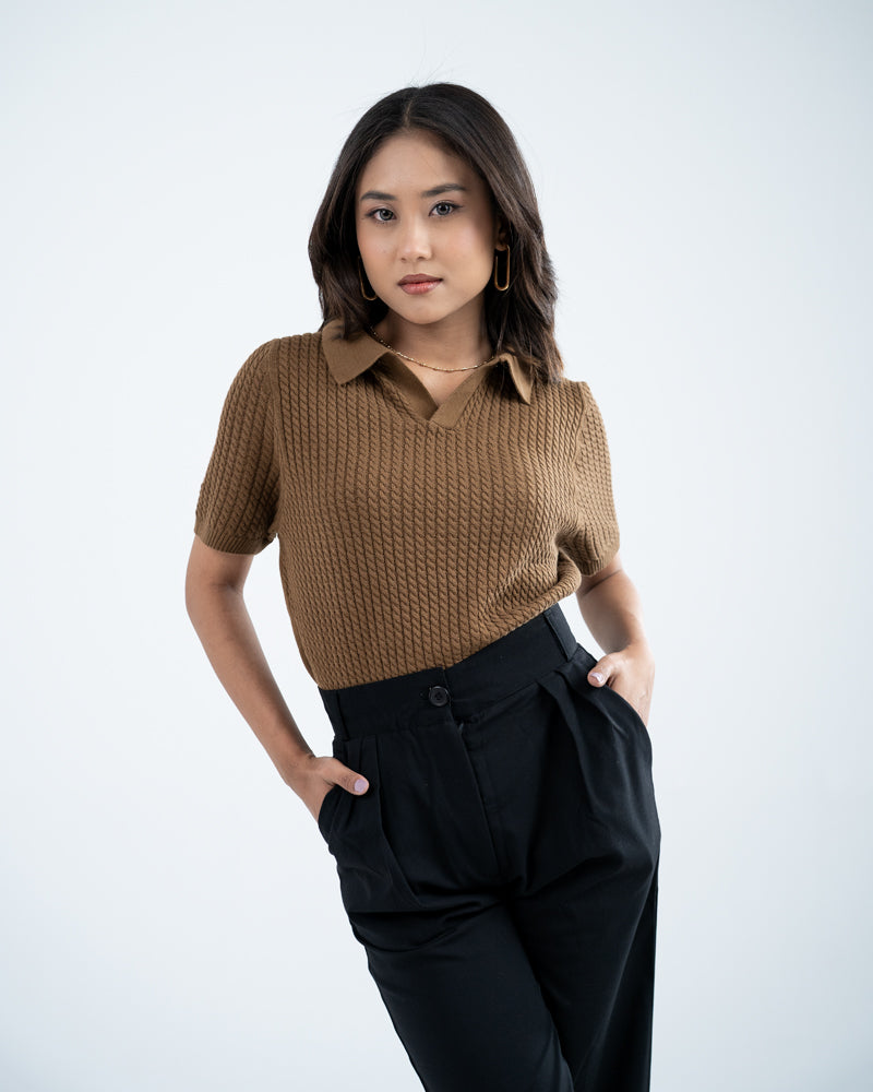 Braided Cable Knit Polo