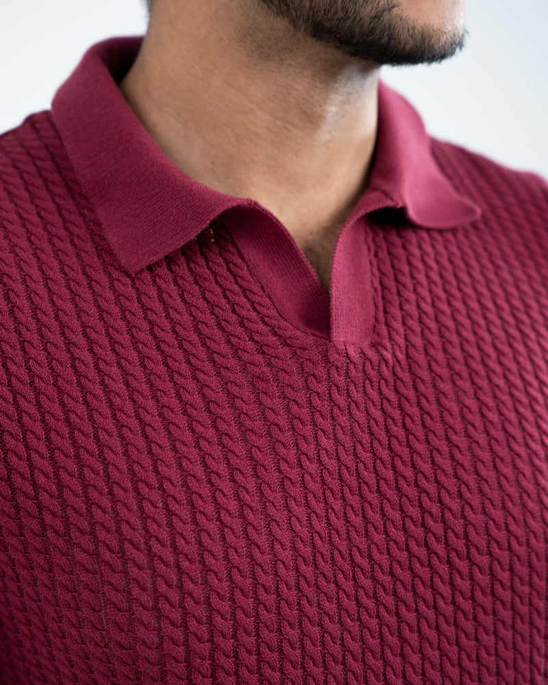Braided Cable Knit Polo