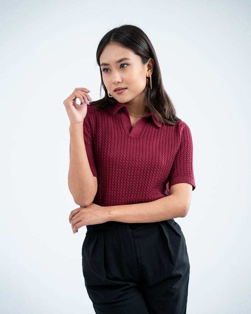 Braided Cable Knit Polo – Gorur Ghash