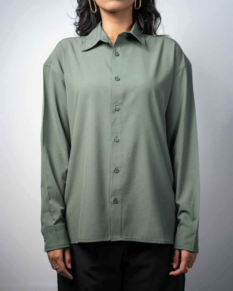 Oversized Flow Shirt in Muted Green