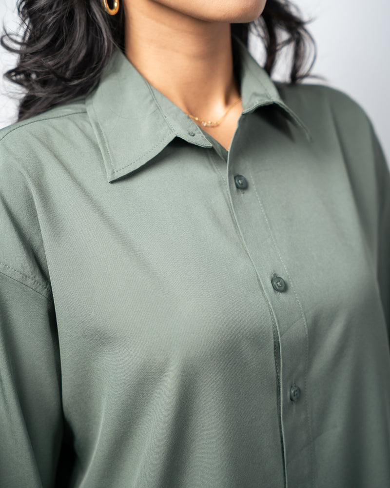 Oversized Flow Shirt in Muted Green