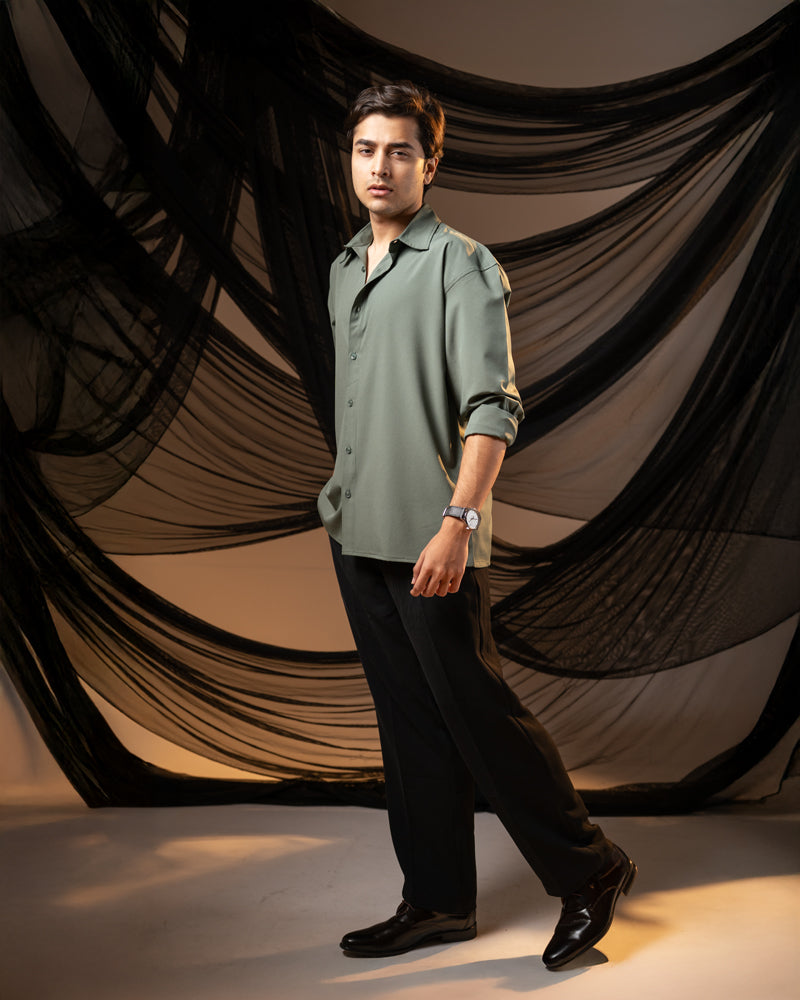 Oversized Flow Shirt in Muted Green