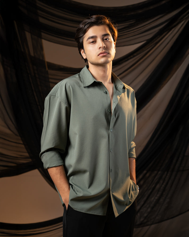 Oversized Flow Shirt in Muted Green