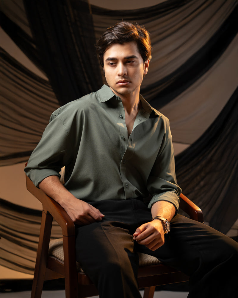 Oversized Flow Shirt in Muted Green