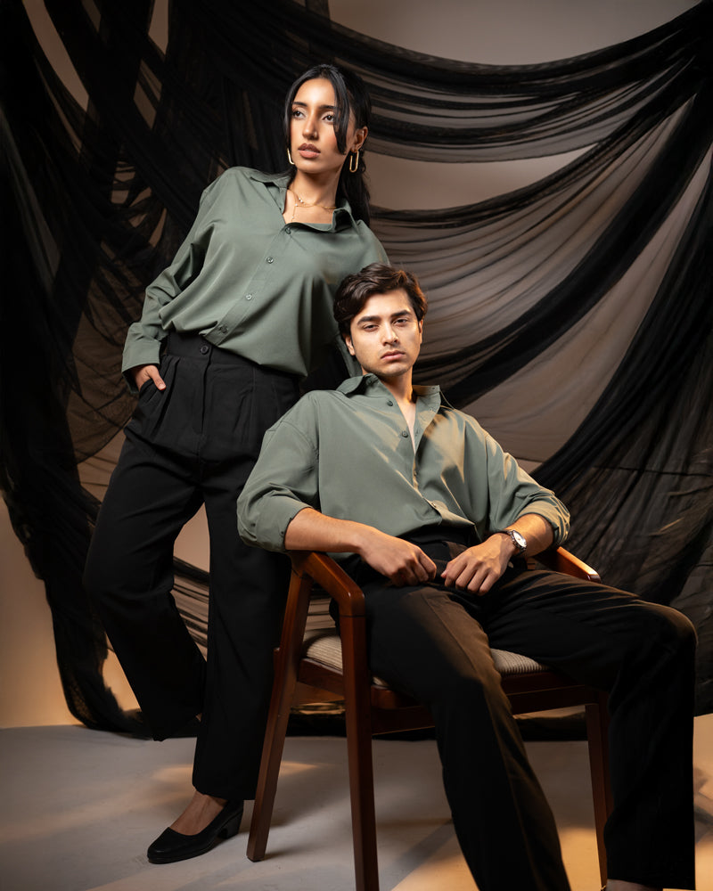 Oversized Flow Shirt in Muted Green