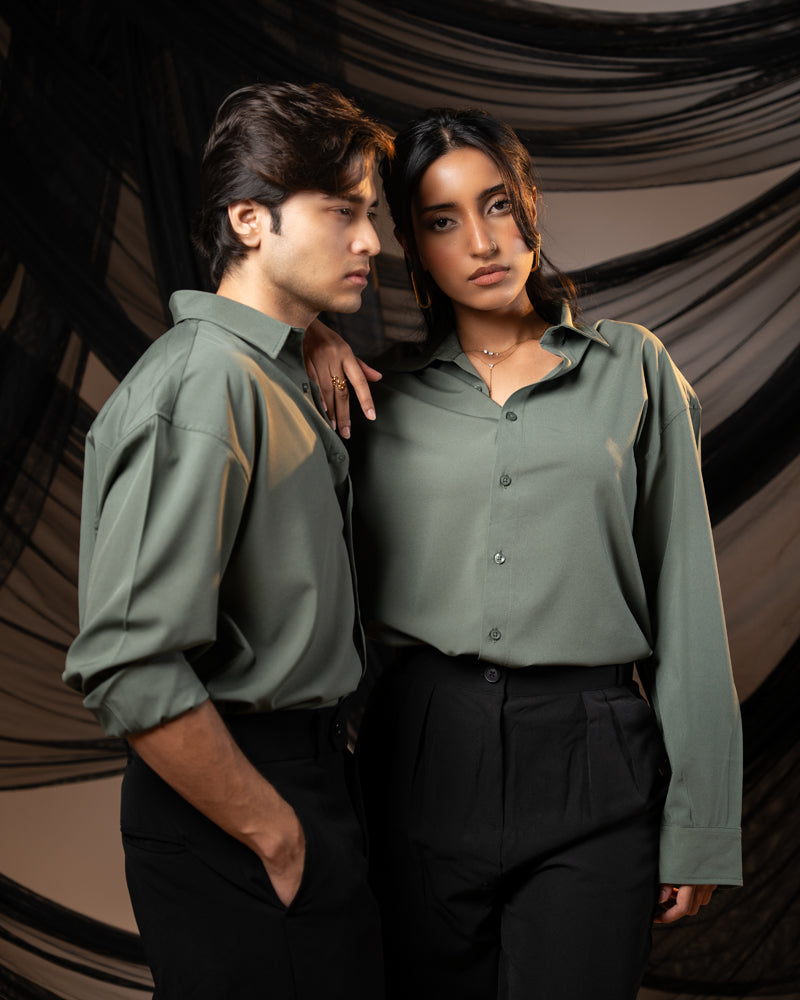 Oversized Flow Shirt in Muted Green