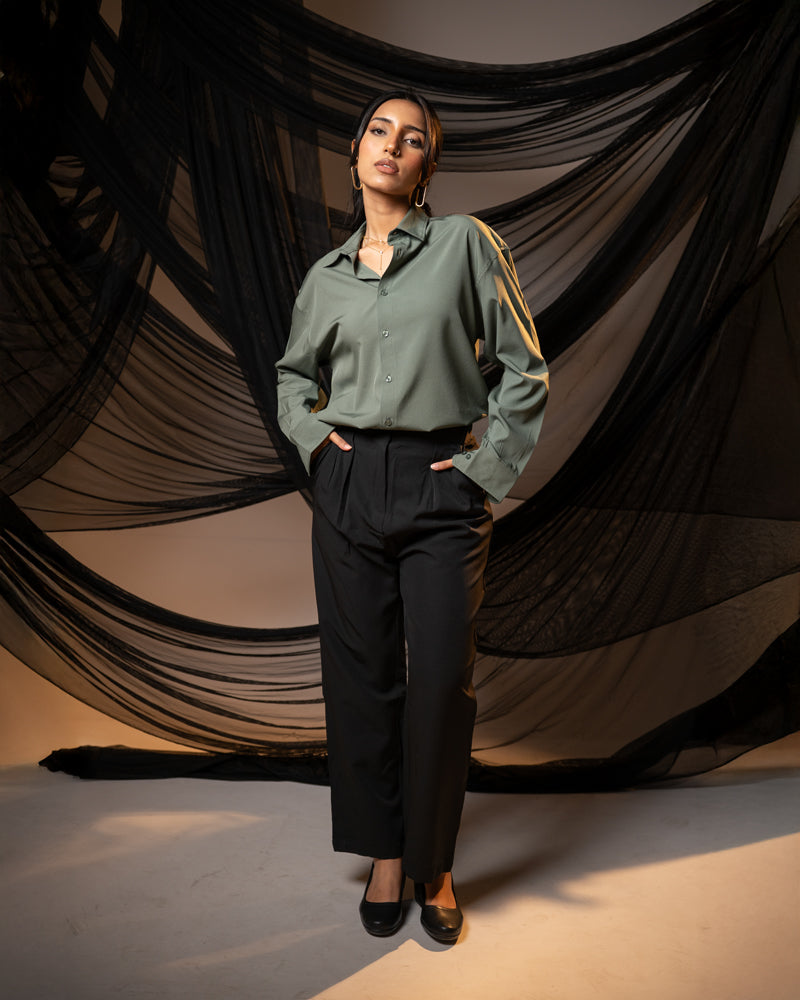 Oversized Flow Shirt in Muted Green