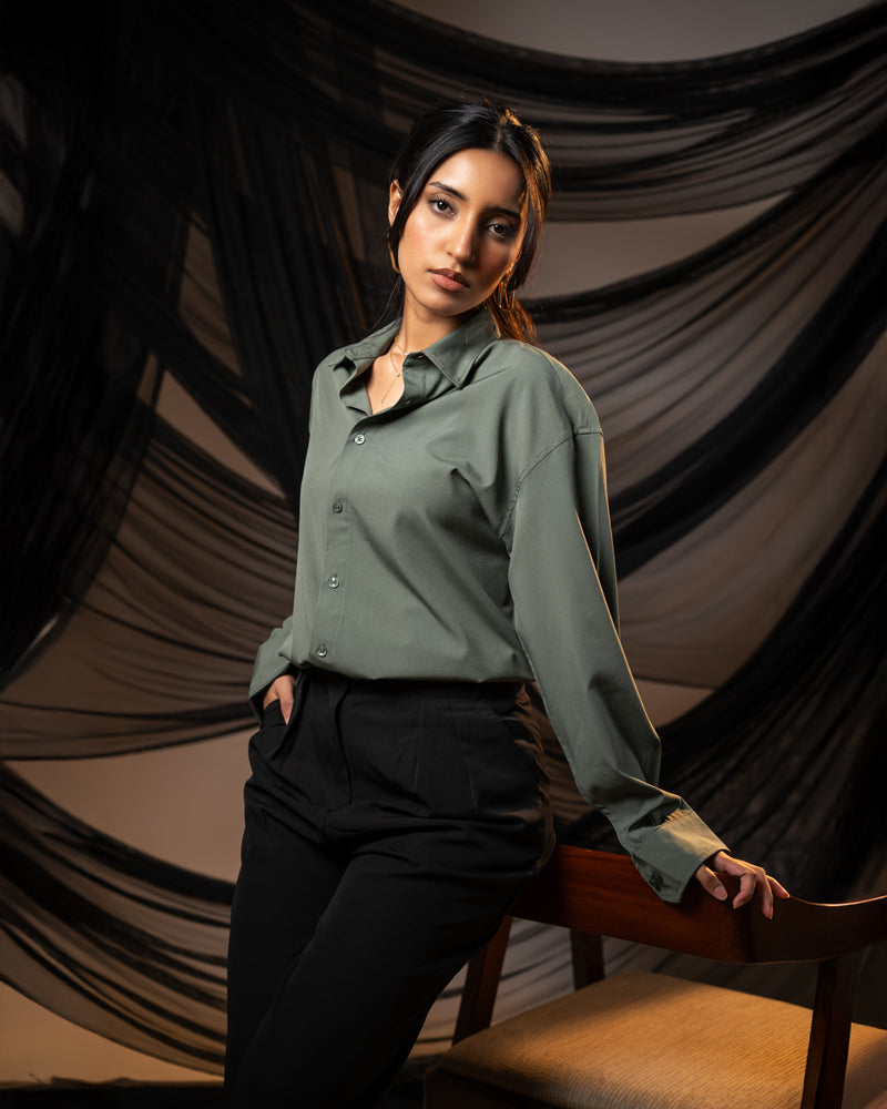 Oversized Flow Shirt in Muted Green