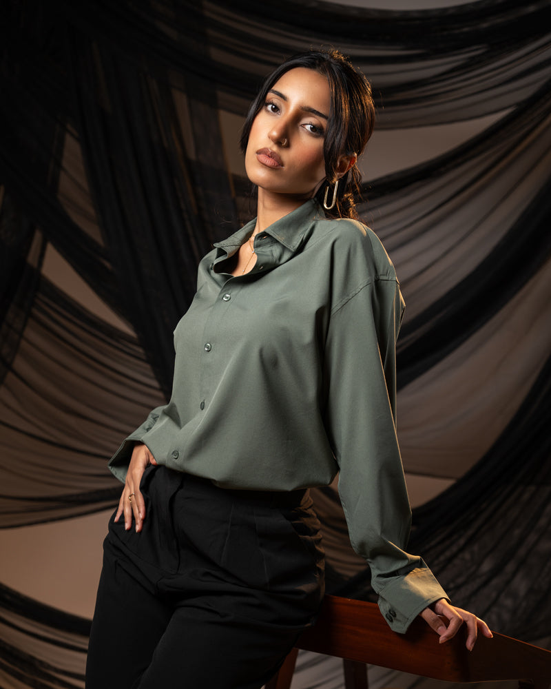 Oversized Flow Shirt in Muted Green