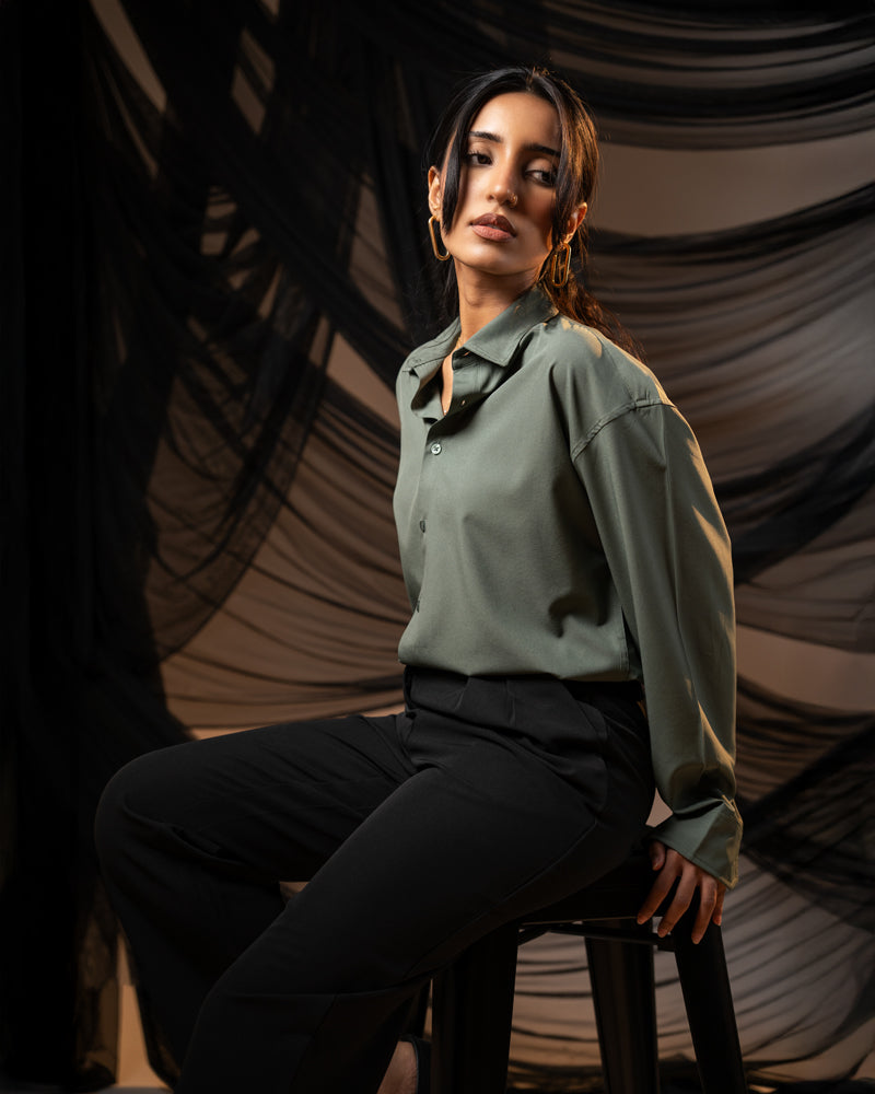 Oversized Flow Shirt in Muted Green