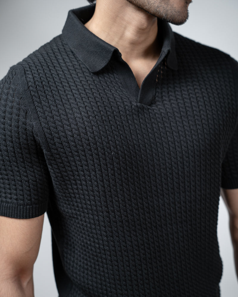 Braided Cable Knit Polo