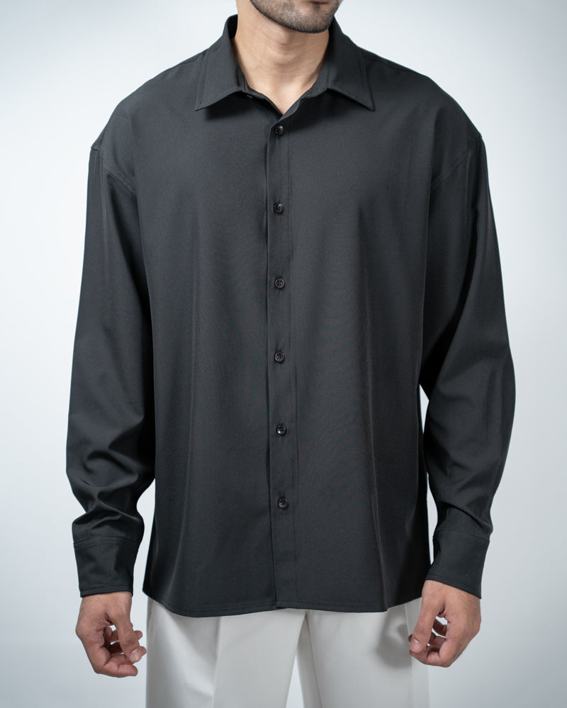 Oversized Flow Shirt in Jet Black