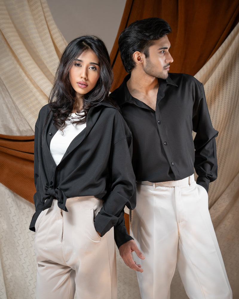 Oversized Flow Shirt in Jet Black