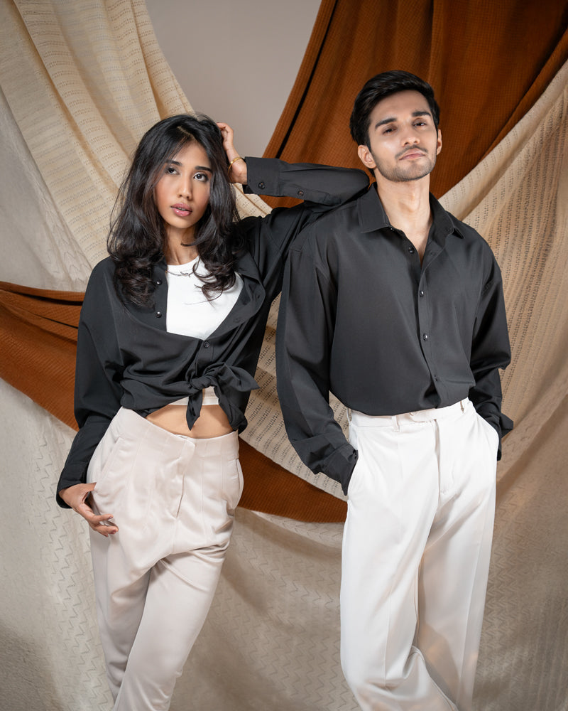 Oversized Flow Shirt in Jet Black