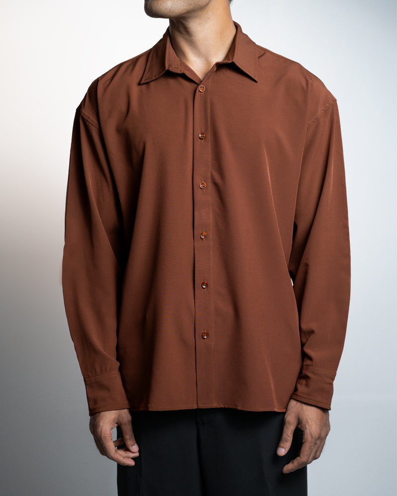 Oversized Flow Shirt in Brown