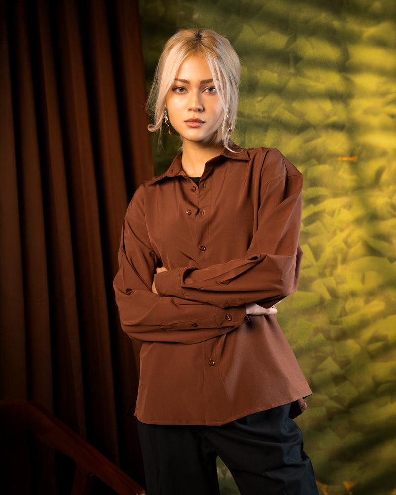 Oversized Flow Shirt in Brown