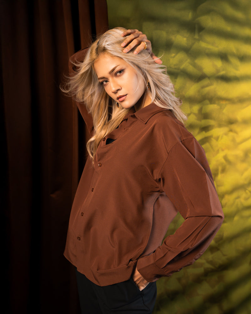 Oversized Flow Shirt in Brown