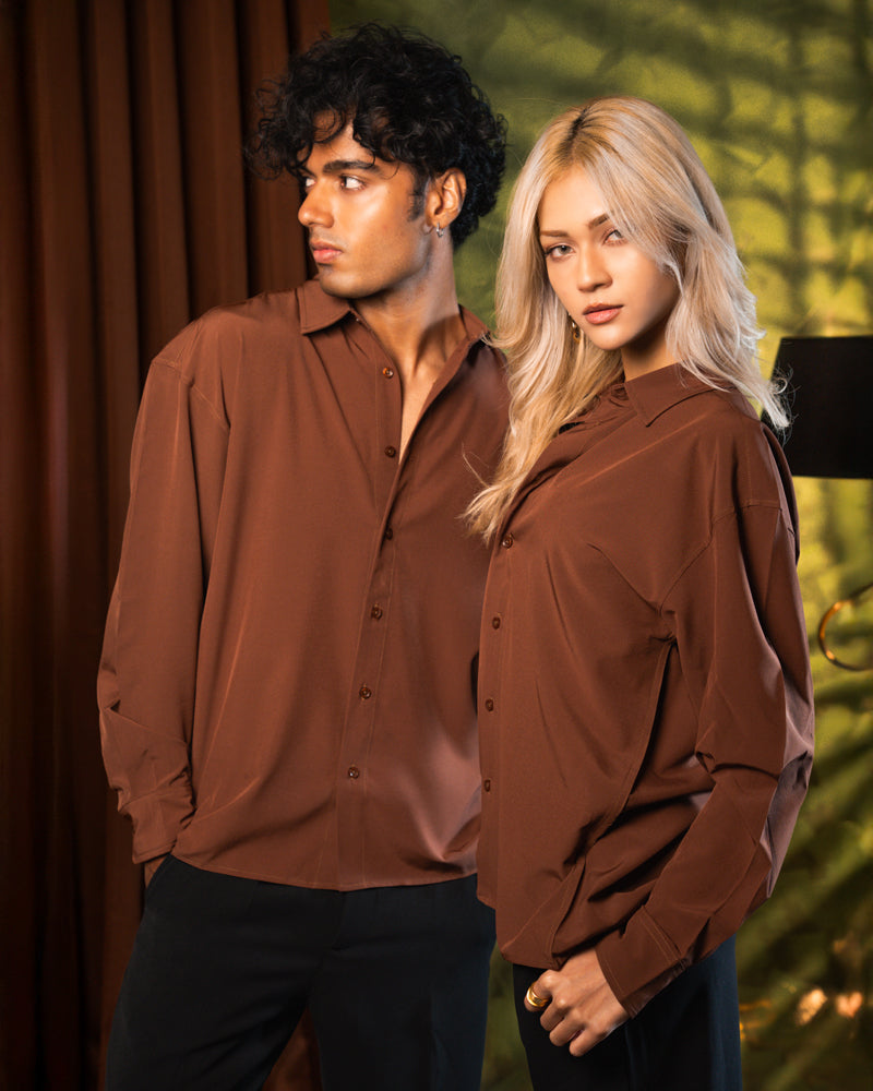 Oversized Flow Shirt in Brown