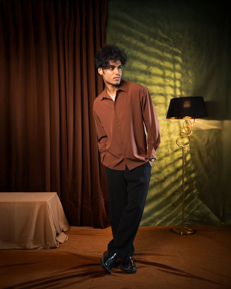 Oversized Flow Shirt in Brown