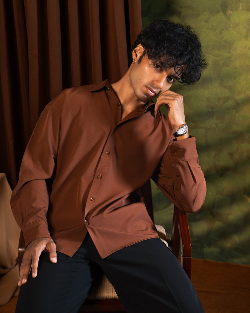 Oversized Flow Shirt in Brown