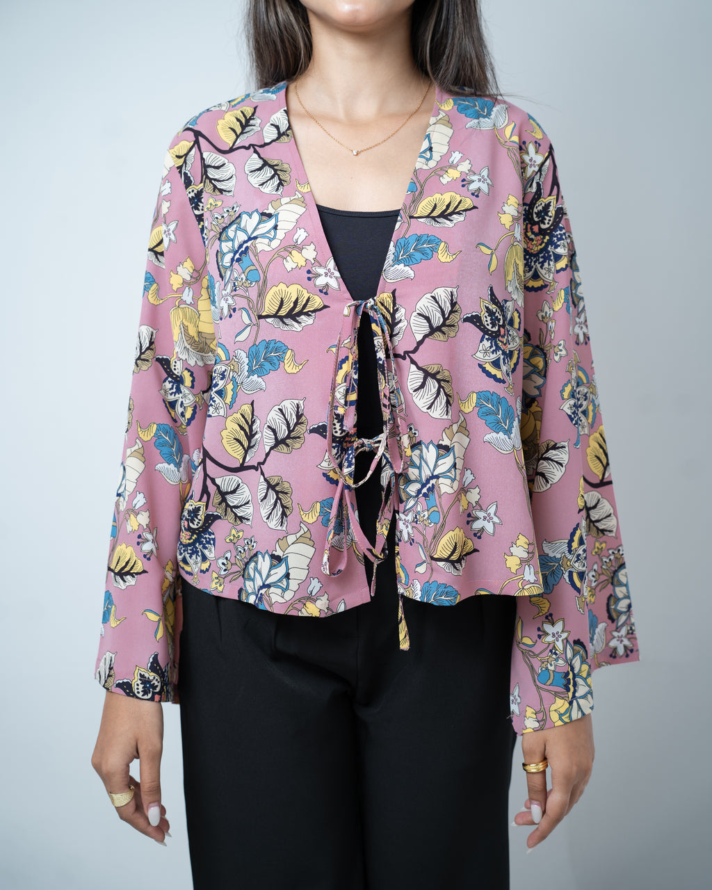 Women’s Floral Printed String Tie top in Pink