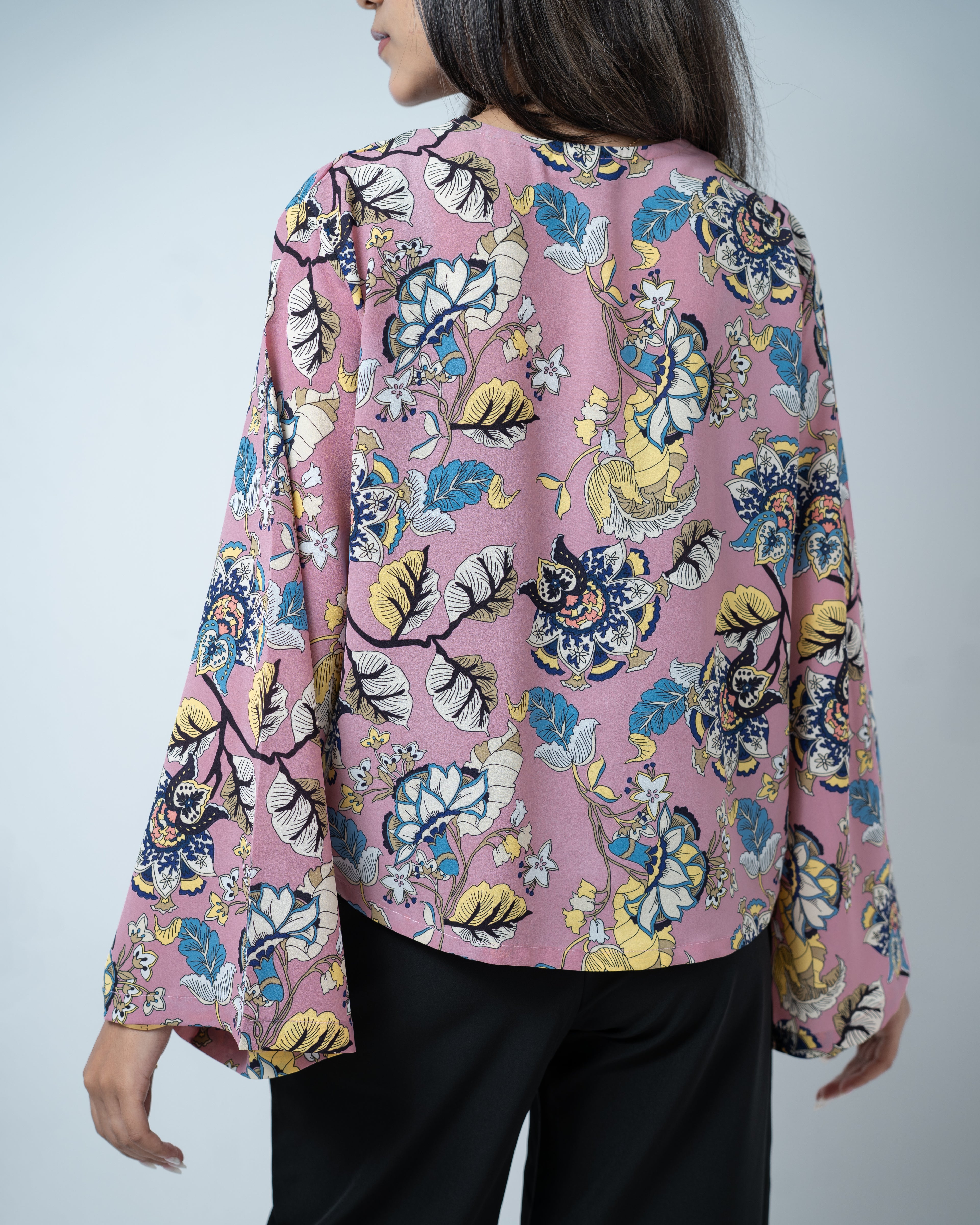 Women’s Floral Printed String Tie top in Pink