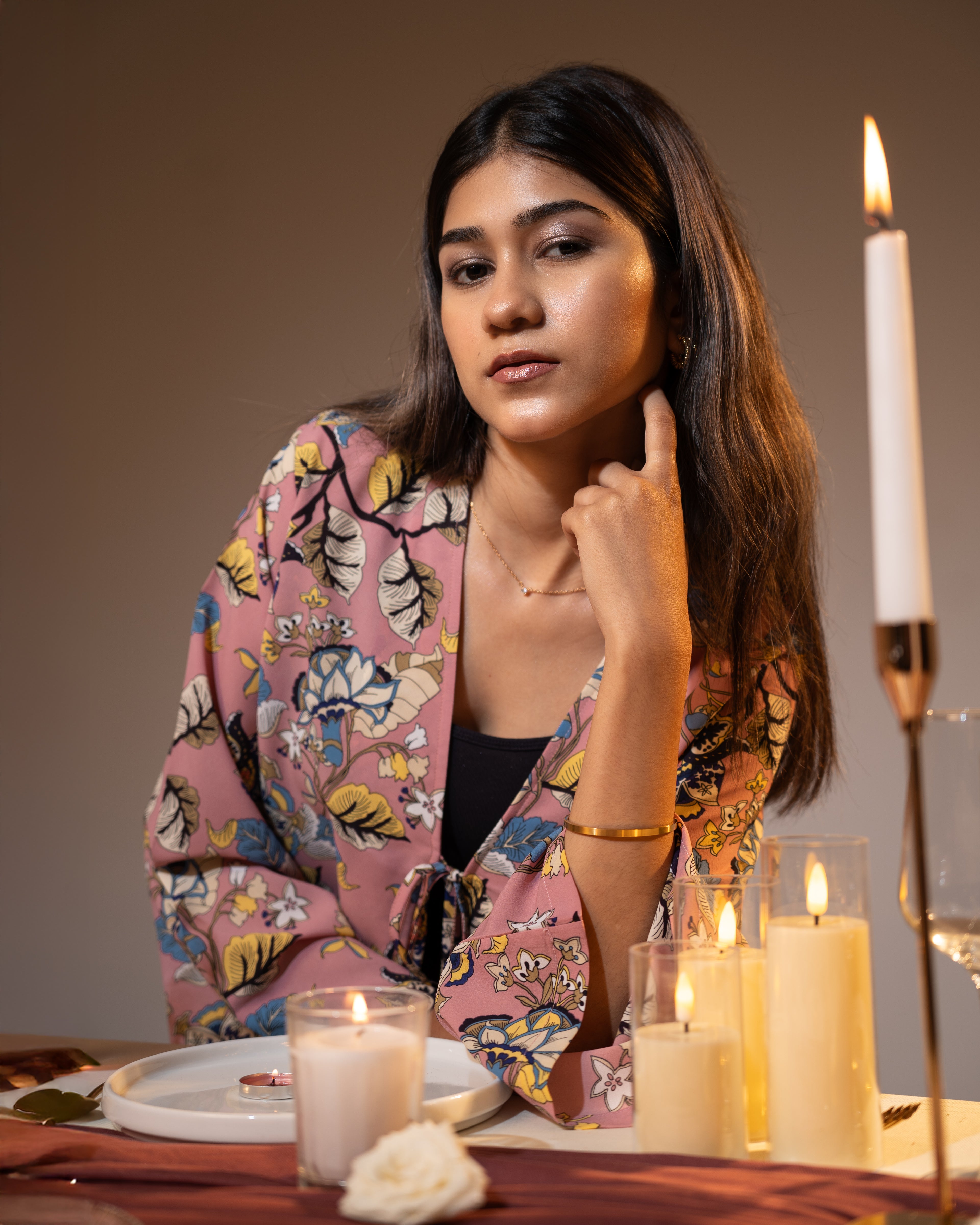 Women’s Floral Printed String Tie top in Pink