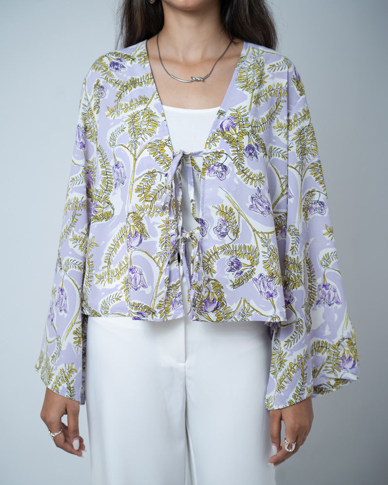 Printed String Tie Top