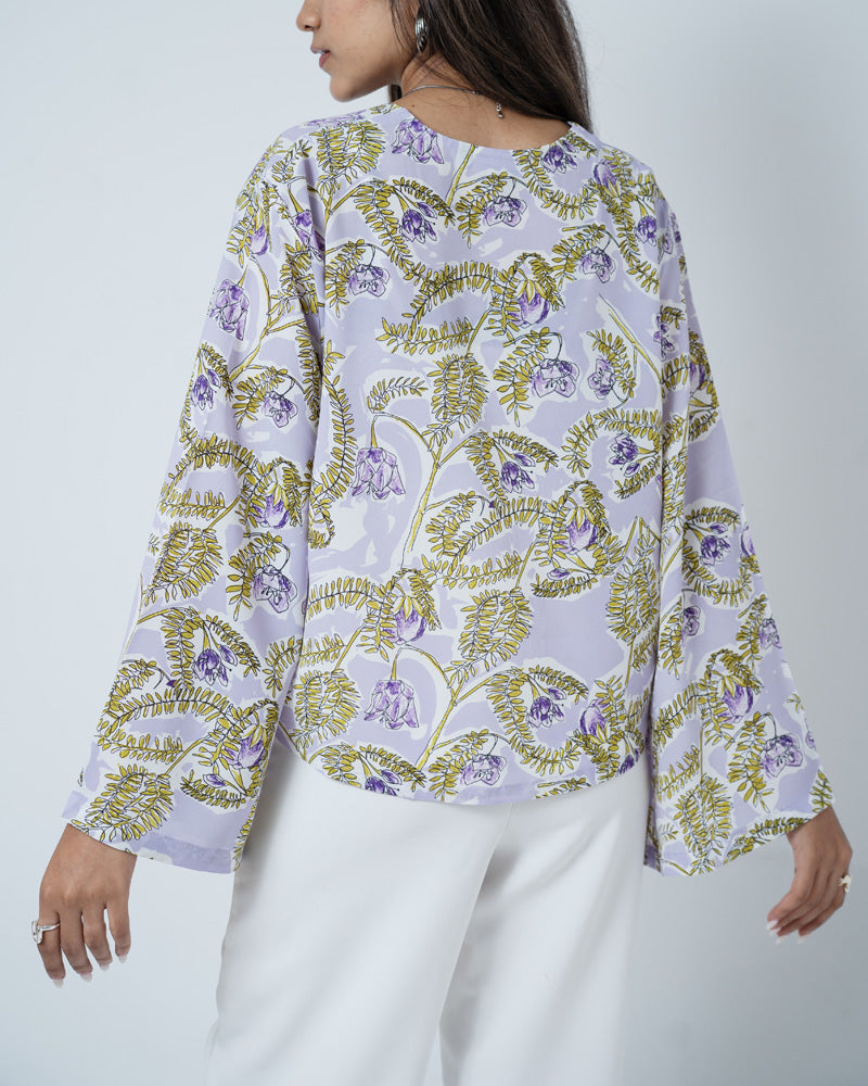 Printed String Tie Top