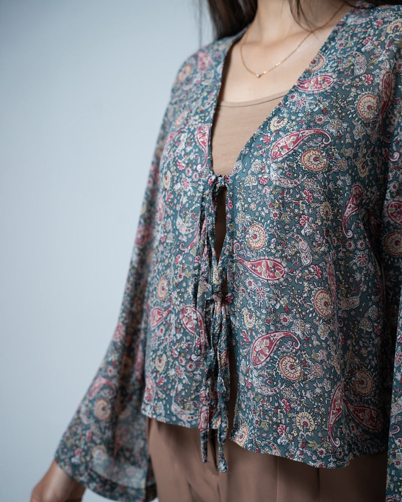 Printed String Tie Top