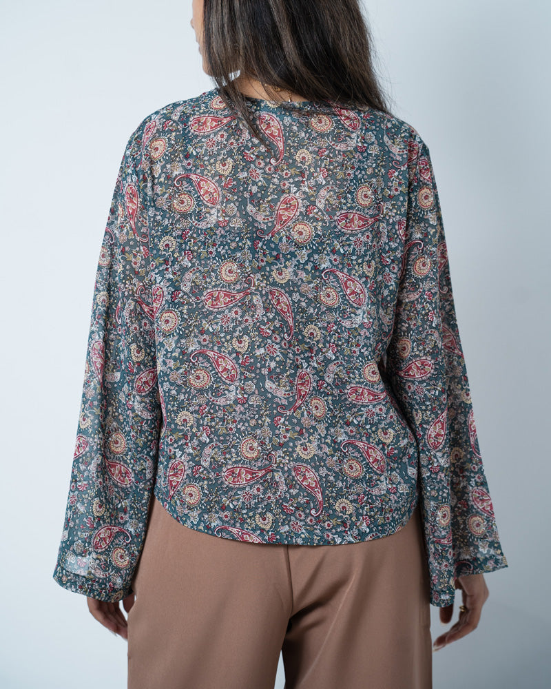 Printed String Tie Top