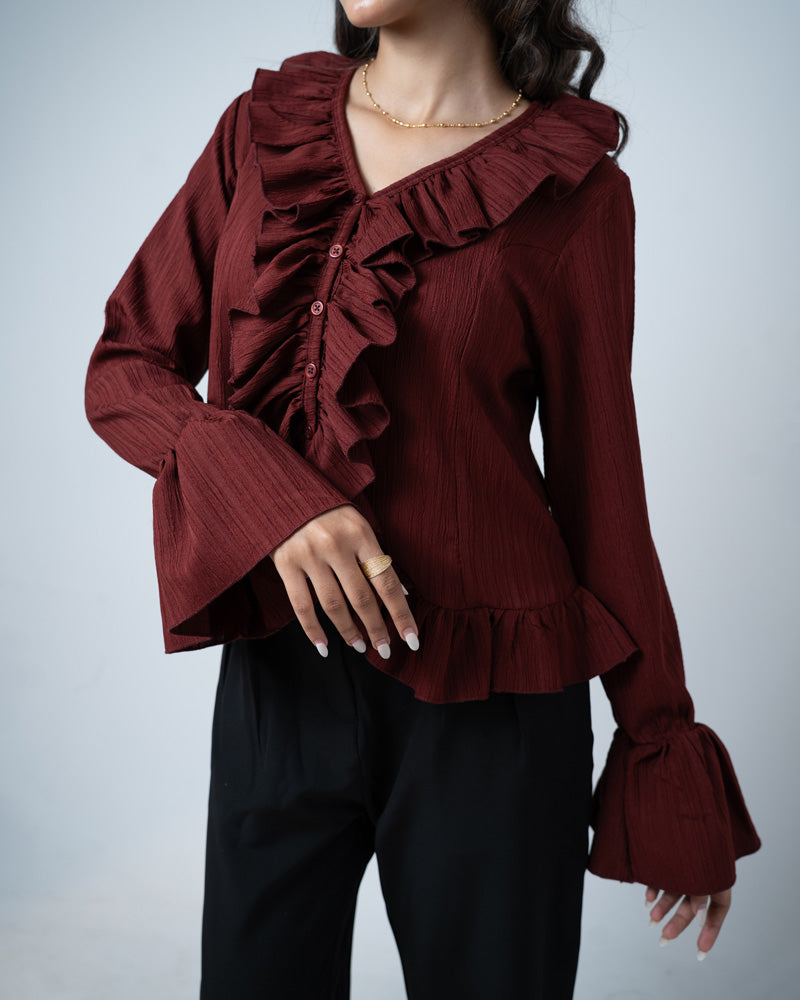 Long Sleeve Ruffle Top