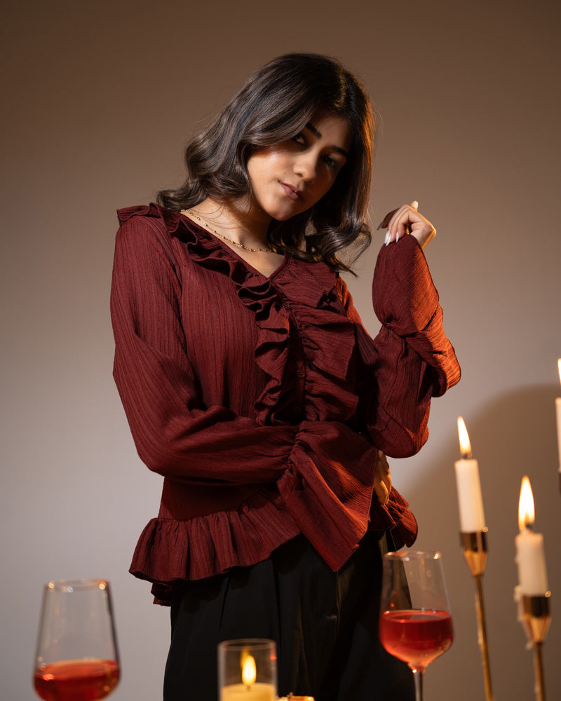 Long Sleeve Ruffle Top