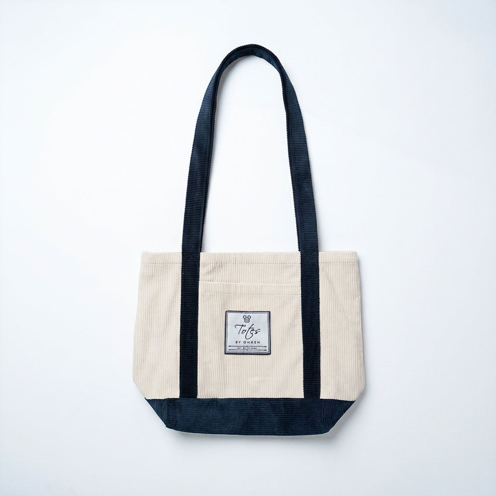Dual Tone Corduroy Tote Bag
