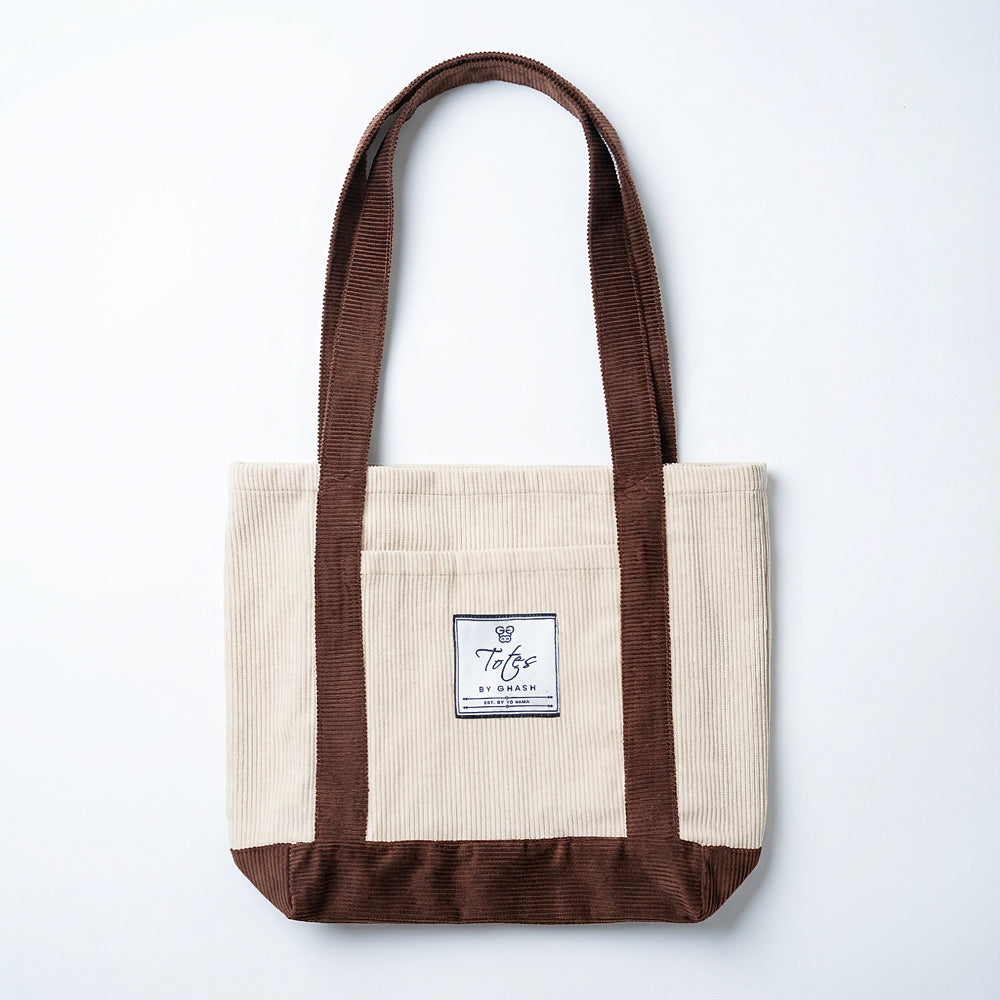 Dual Tone Corduroy Tote Bag