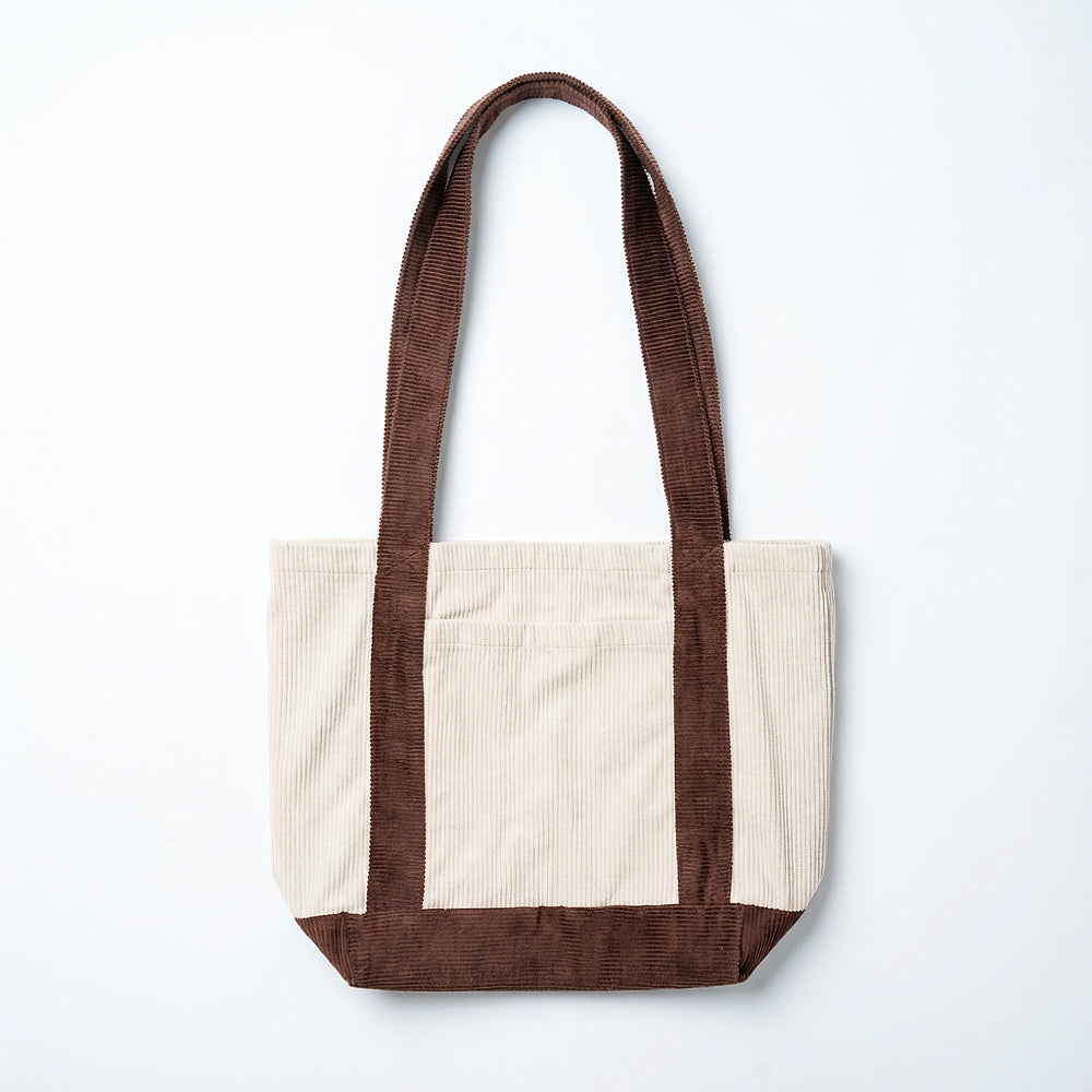 Dual Tone Corduroy Tote Bag