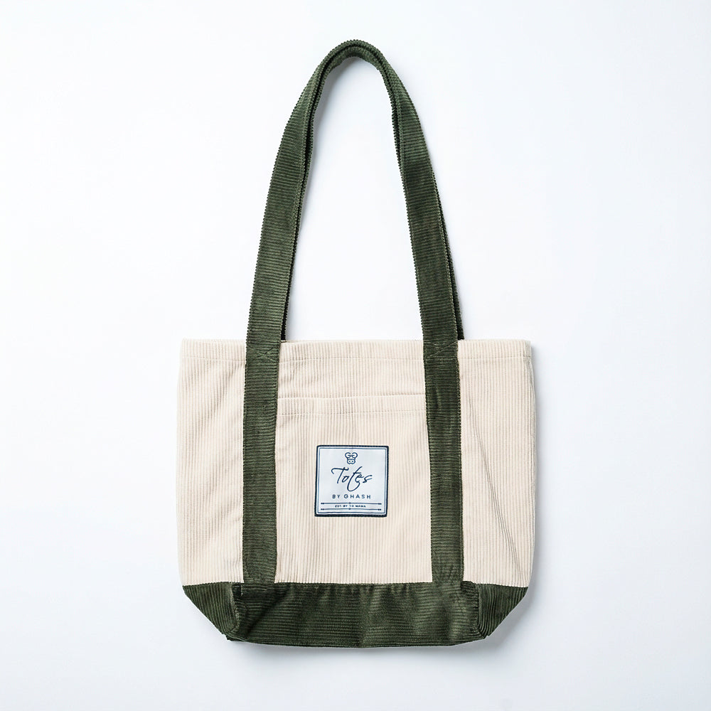 Dual Tone Corduroy Tote Bag